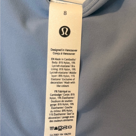 Lululemon Align Cropped Cami Tank Top Blue Willow Light Support C/D Cup Nulu - Picture 3 of 4